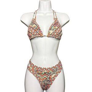 OndadeMar Dahlia Geometric  2 pc  Bikini Set - Sz Med Luxury Resort Boho Tribal